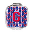 Carolines Treasures Letter G Football Harvard Crimson and Yale Blue Compact Mirror CJ1076-GSCM